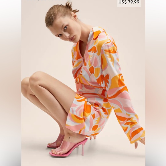 Mango Printed Flowy Dress Sz. M - Picture 6 of 13